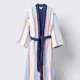 BREE Pause Set – Kimono-Bademantel aus Baumwollfrottee, blau gestreift
